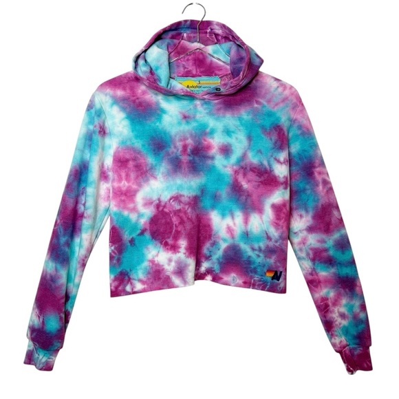 Aviator Nation Tops - Aviator Nation Tie Dye Cropped Women’s Sweatshirt Hoodie Sz S